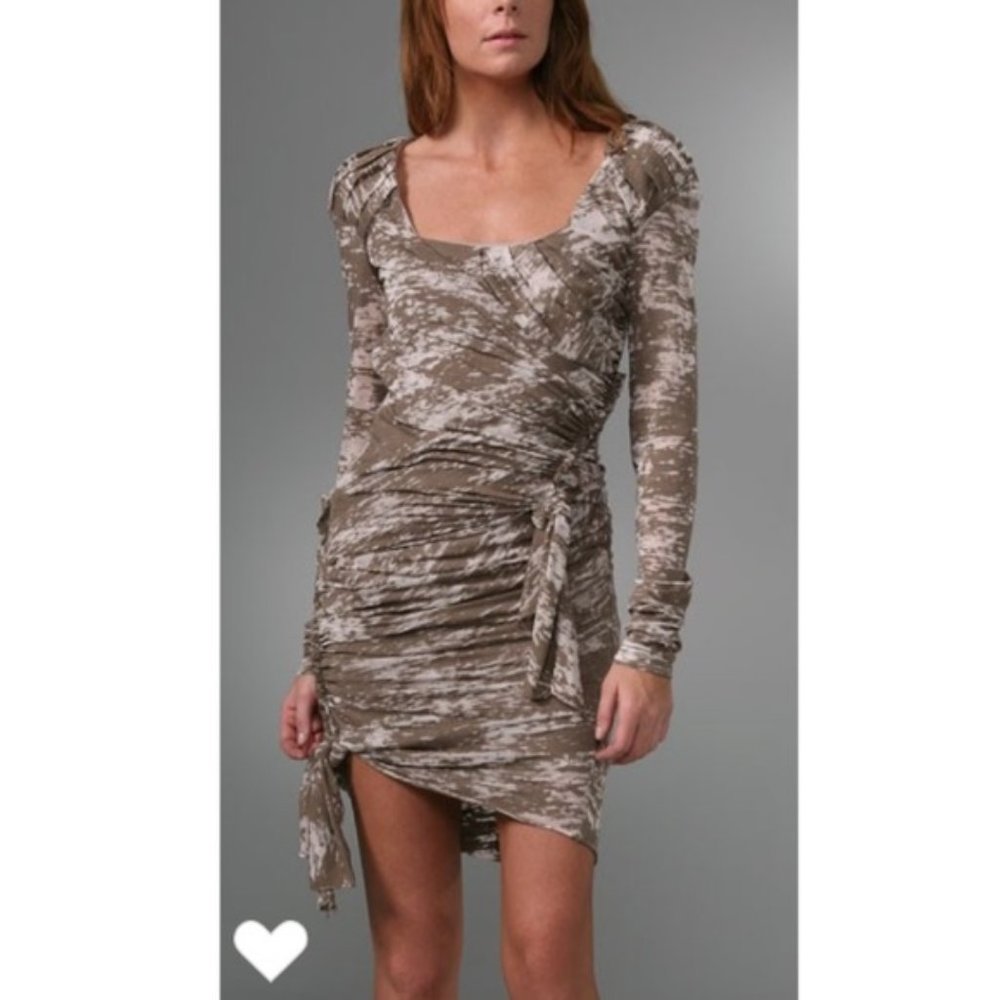 Foley + Corinna Red Ruched Long Sleeve Dress Chic